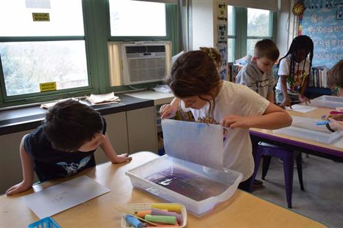 Third Graders Create Original Chalk Float Prints